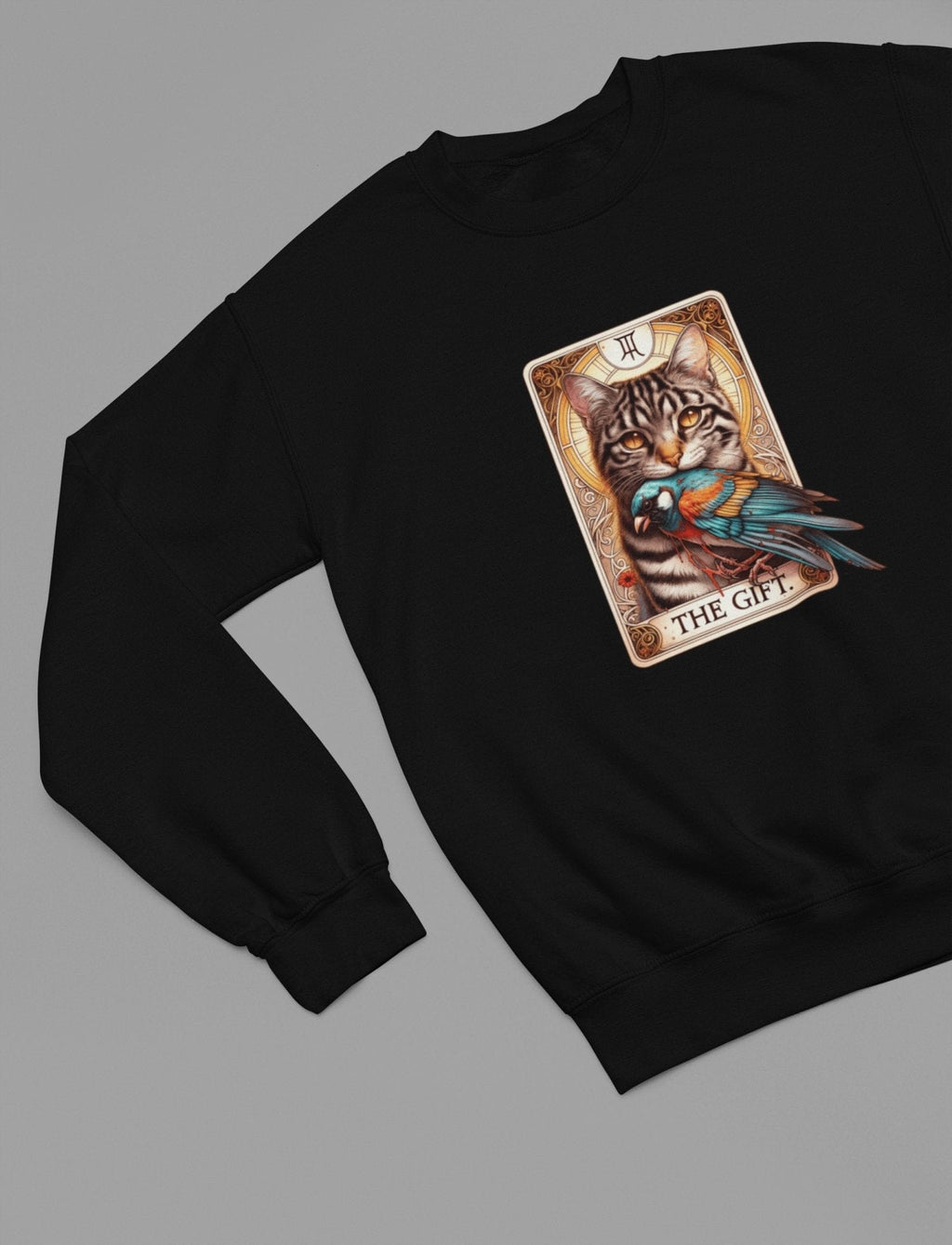 My Store Tarot Sweatshirt Sweatshirt / small / Black The Gift Tarot T-Shirt & Sweatshirt | Dark Humor Cat Graphic