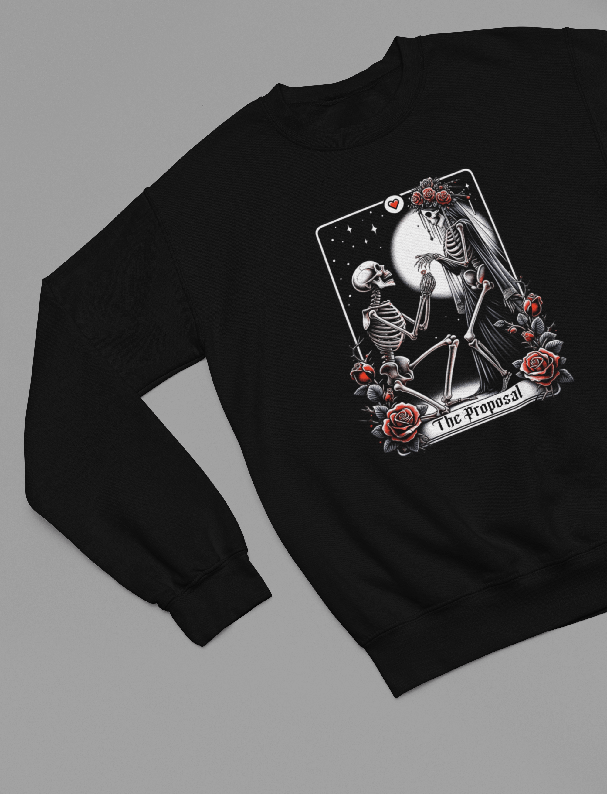 My Store Tarot Sweatshirt Sweatshirt / small / Black The Proposal Gothic Tarot Shirt | Skeleton Wedding Tee or Sweatshirt