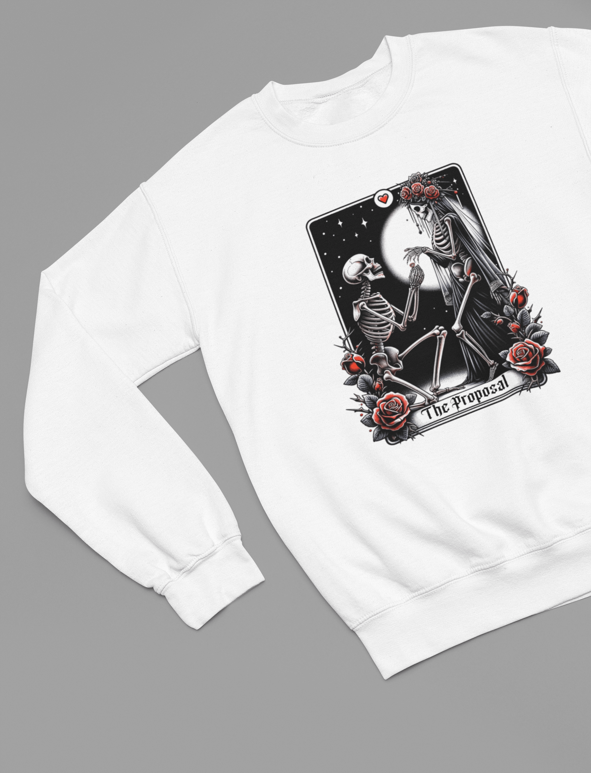 My Store Tarot Sweatshirt Sweatshirt / small / White The Proposal Gothic Tarot Shirt | Skeleton Wedding Tee or Sweatshirt