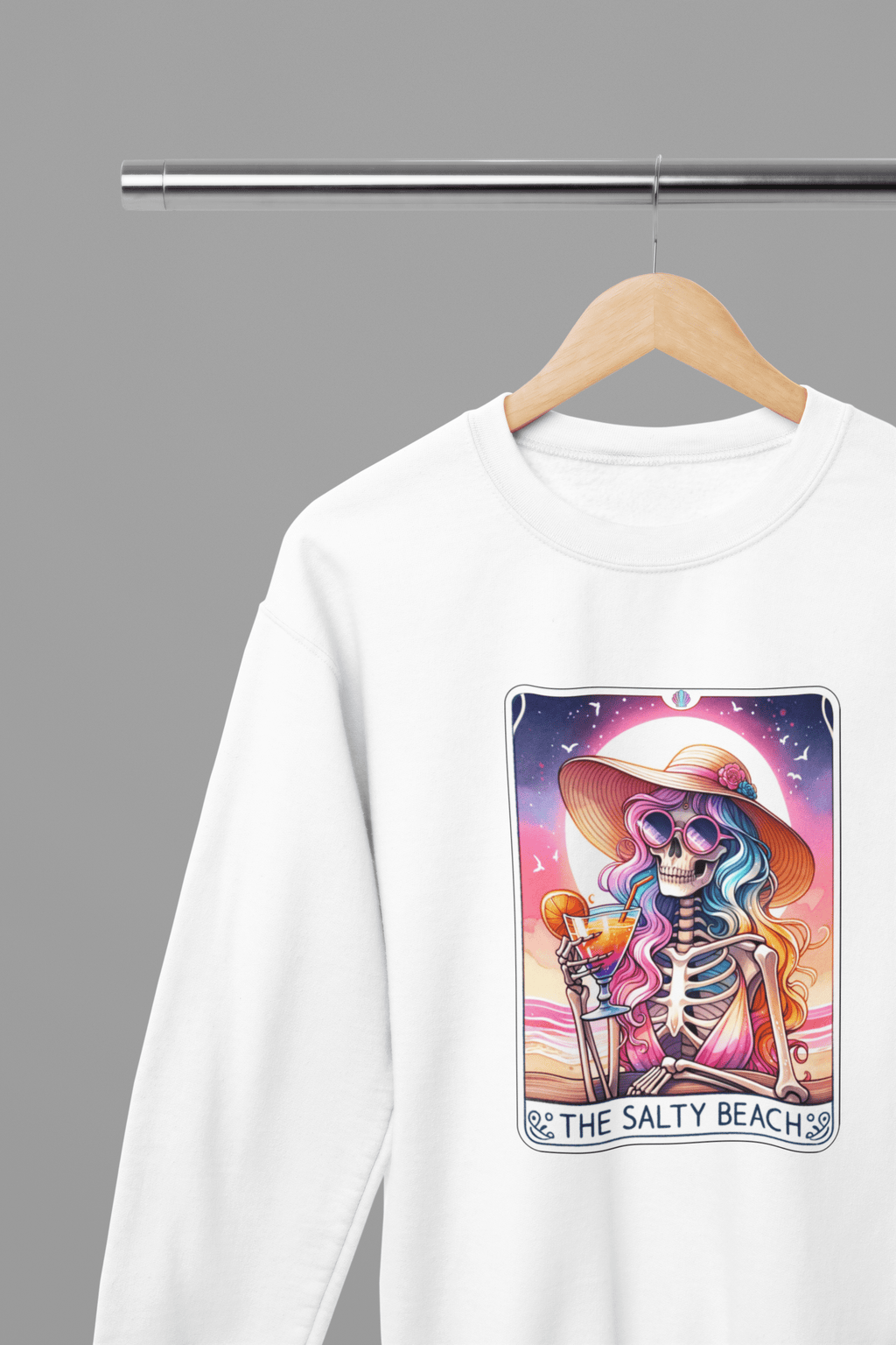 My Store Tarot Sweatshirt The Salty Beach Tarot Shirt | Funny Skeleton Summer Tee or Sweatshirt