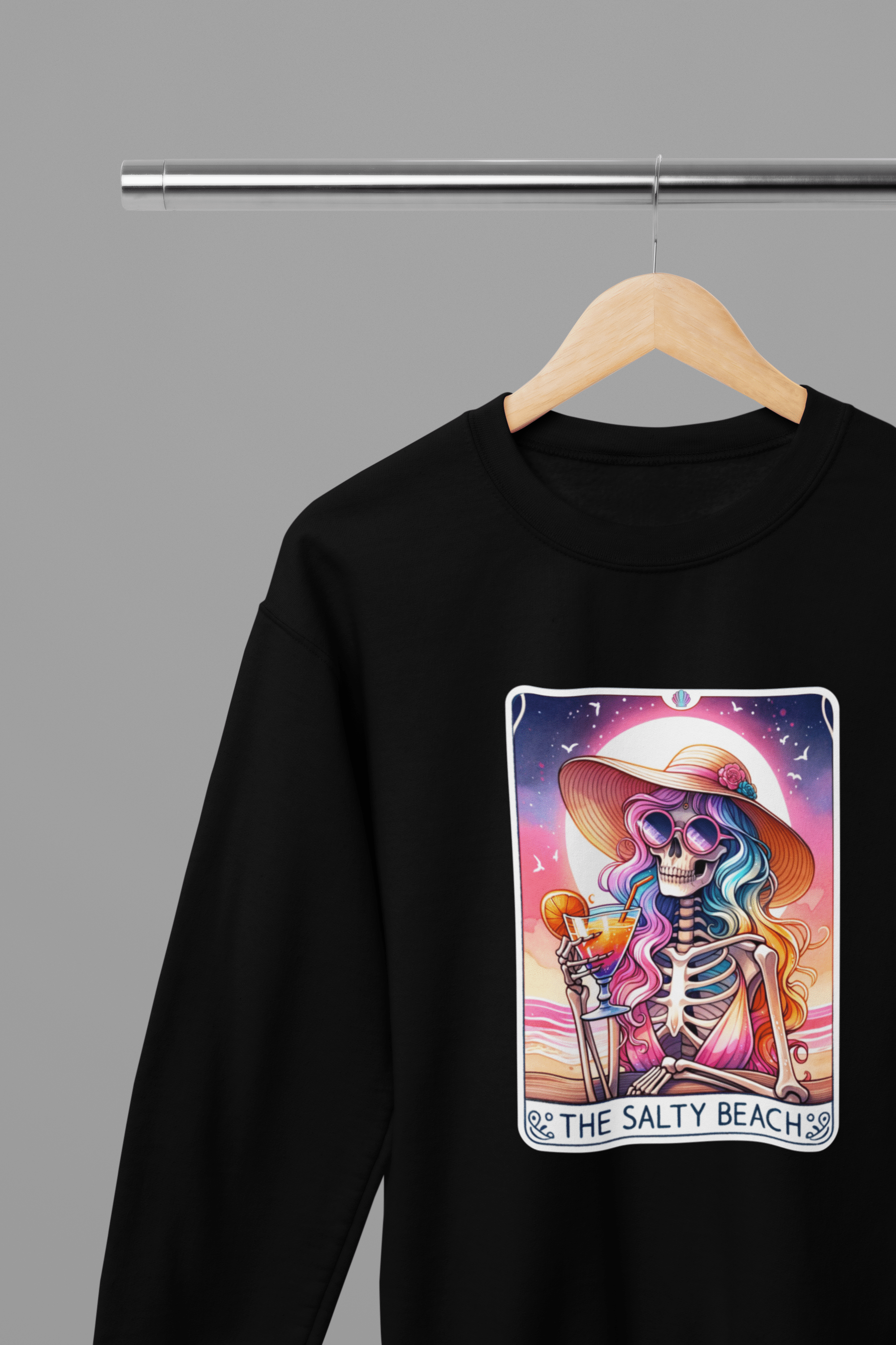 My Store Tarot Sweatshirt The Salty Beach Tarot Shirt | Funny Skeleton Summer Tee or Sweatshirt