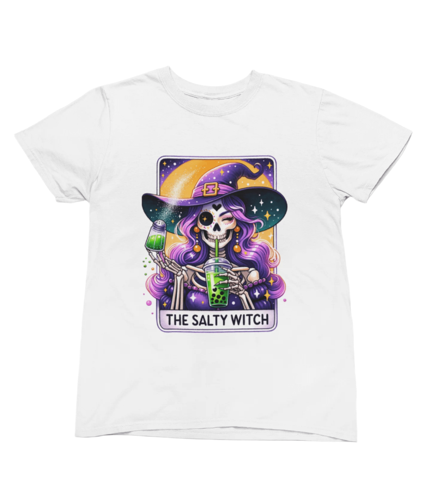My Store Tarot Sweatshirt T-Shirt / small / White The Salty Witch Tarot Shirt & Sweatshirt | Funny Bubble Tea Skeleton Tee