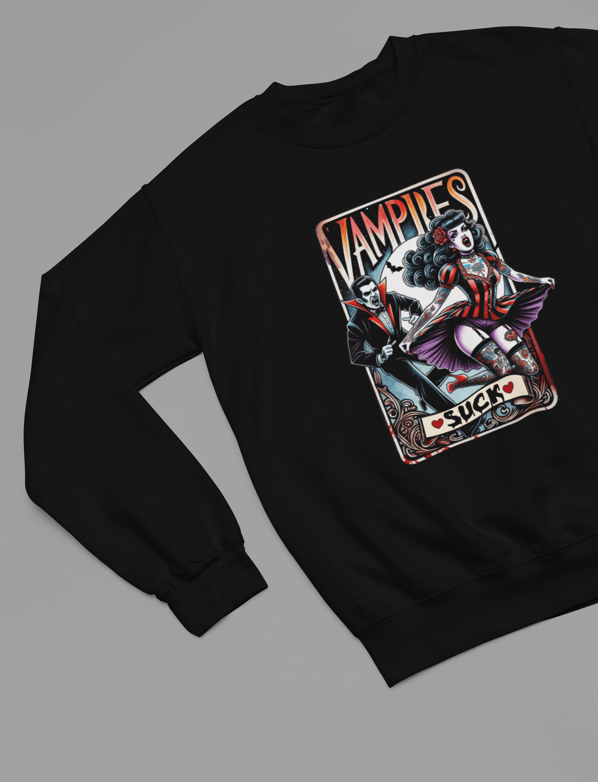 My Store Tarot Sweatshirt Sweatshirt / small / Black Vampires Suck Shirt | Funny Retro Gothic Halloween T-Shirt or Sweatshirt