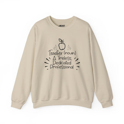 Teacher Definition Sweatshirt – Inspirational Teacher Crewneck Sand / S gift_idea unique_gift personalised_gift