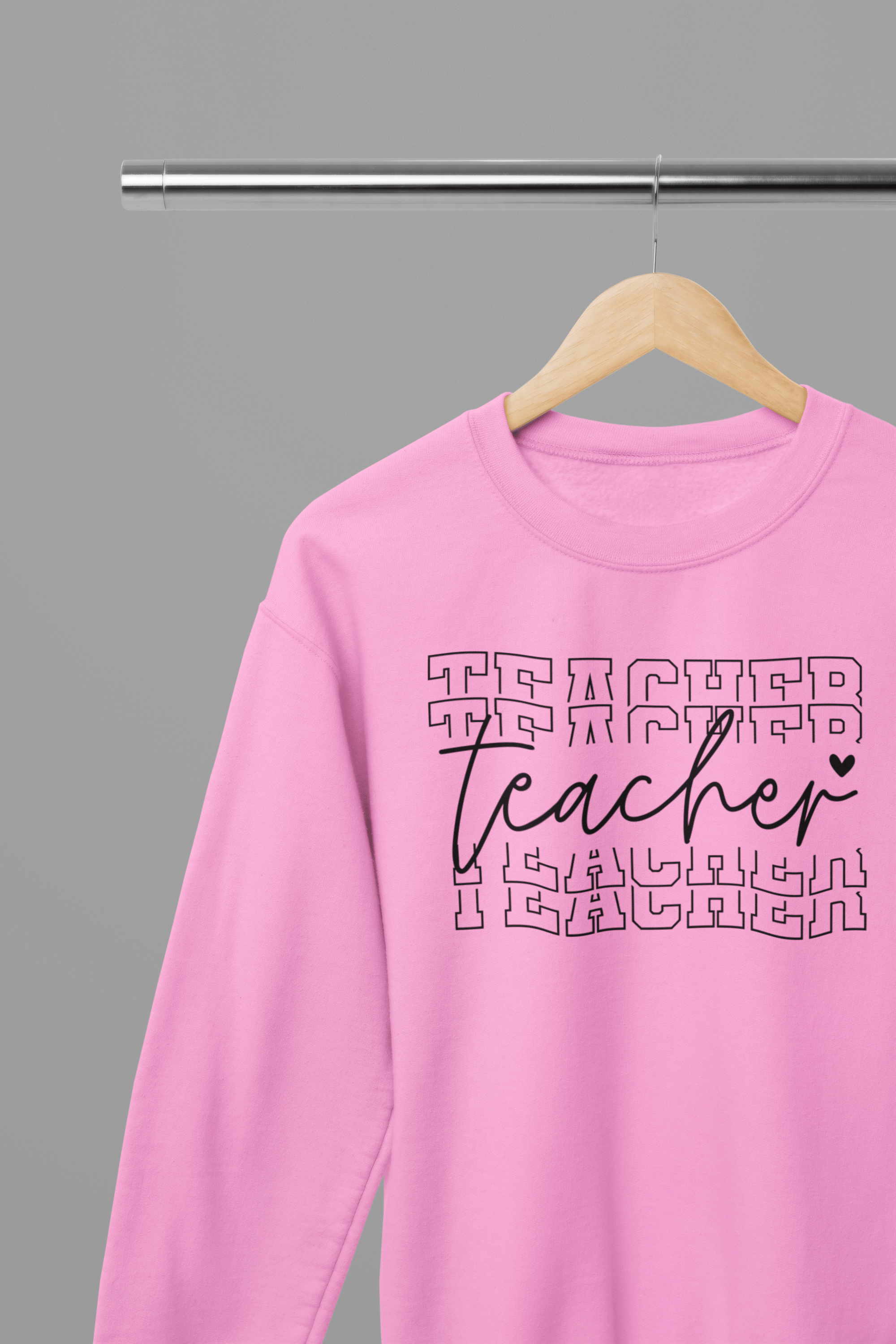 My Store Teacher Sweatshirt small / Pink Teacher Stacked Sweatshirt