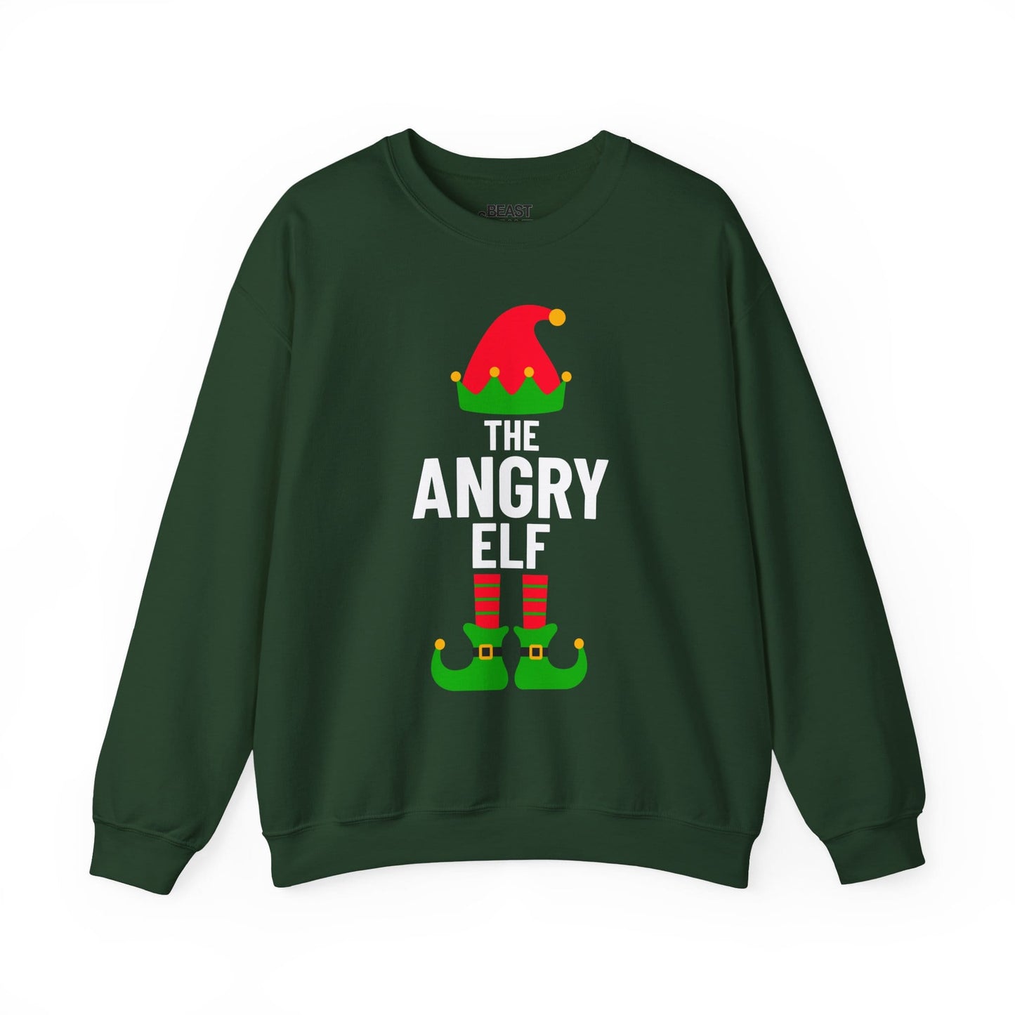 the angry elf christmas sweatshirt forest green sweatshirt uk Christmas gift idea