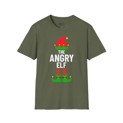 the angry elf christmas t-shirt military green t-shirt uk Christmas gift idea