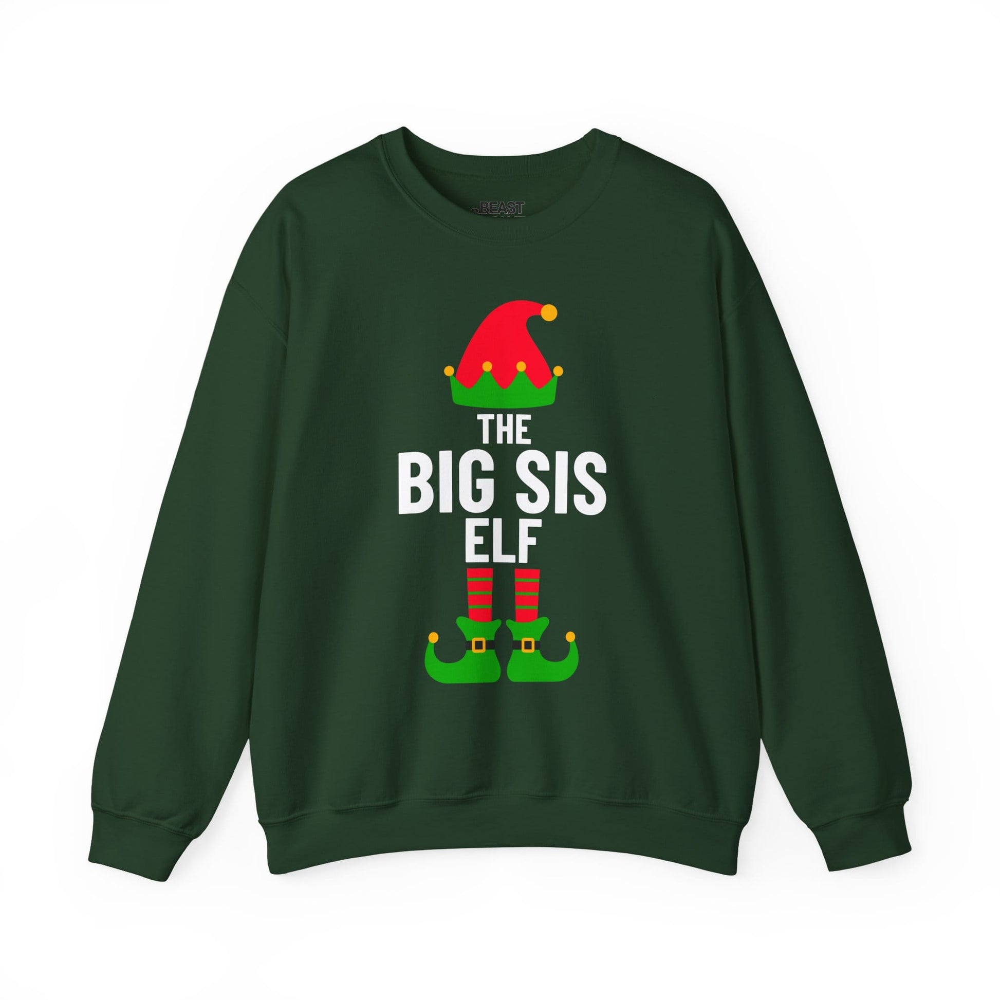 the big sis elf christmas sweatshirt forest green sweatshirt uk Christmas gift idea