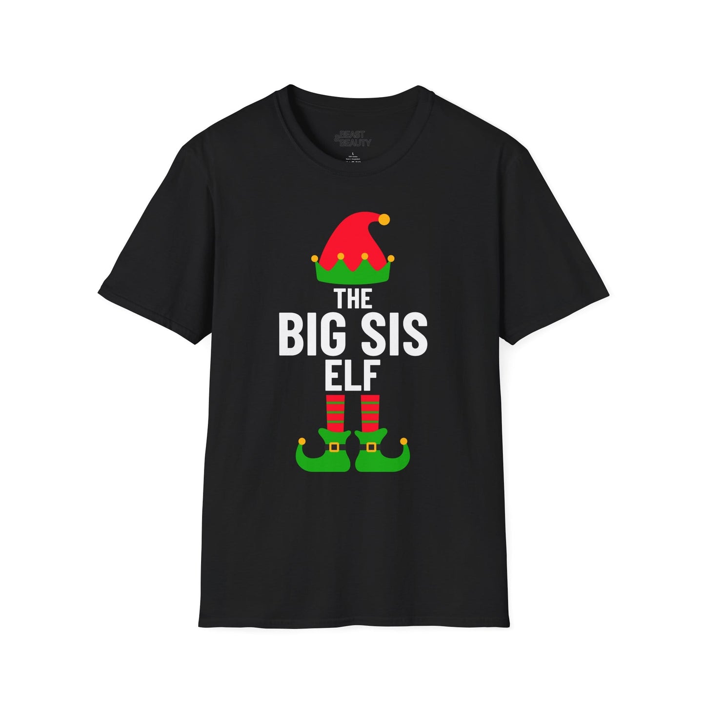 the big sis elf christmas t-shirt black t-shirt uk Christmas gift idea