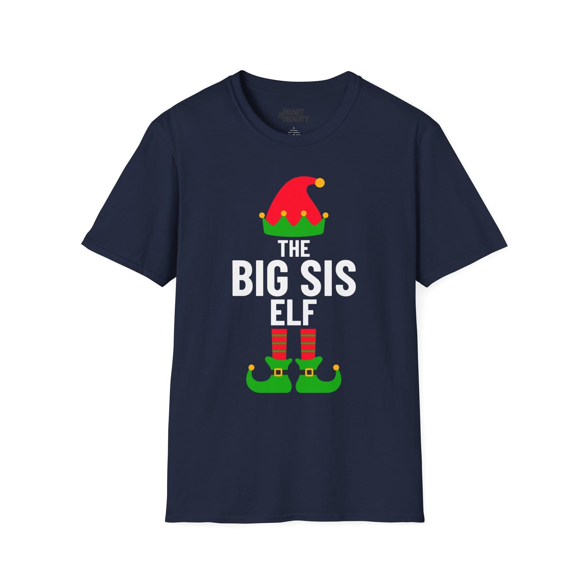 the big sis elf christmas t-shirt navy t-shirt uk Christmas gift idea
