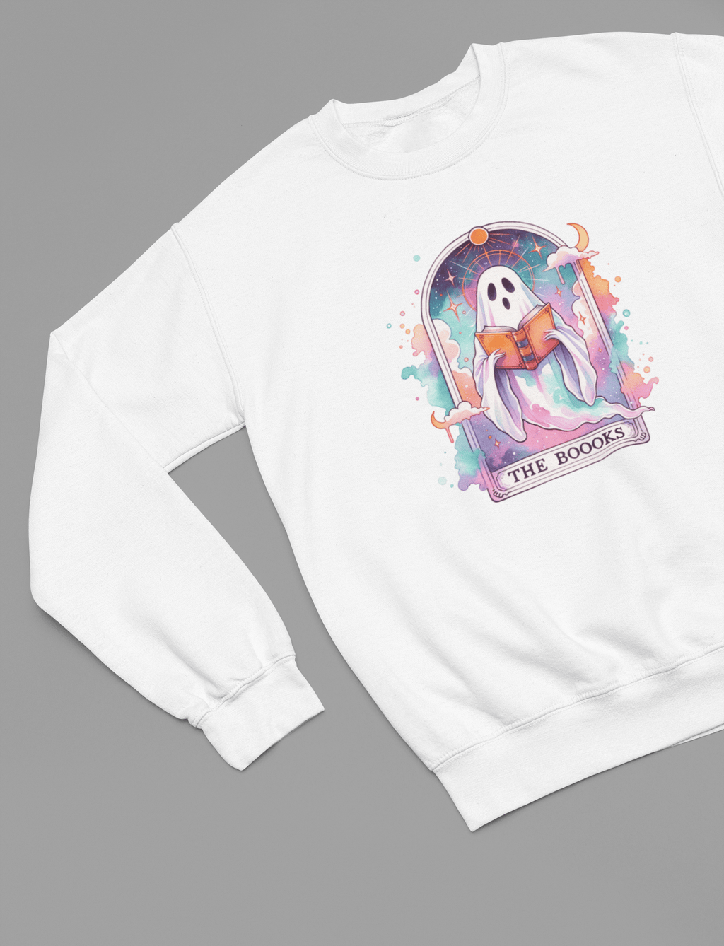 The Boooks Ghost Shirt | Funny Tarot Halloween T-Shirt or Sweatshirt Sweatshirt / small / White gift_idea unique_gift personalised_gift