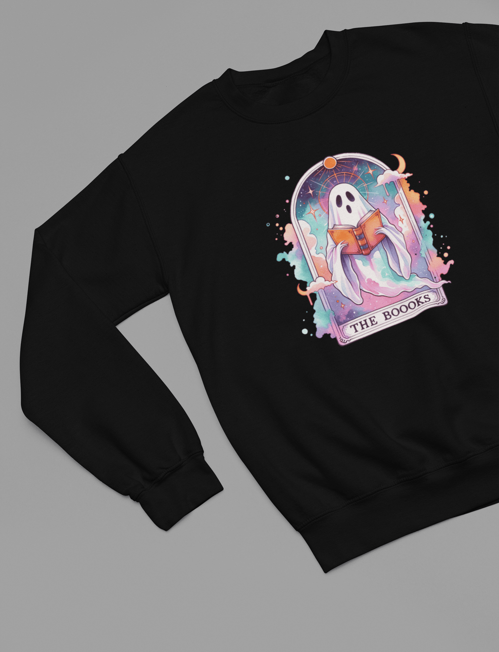 The Boooks Ghost Shirt | Funny Tarot Halloween T-Shirt or Sweatshirt Sweatshirt / small / Black gift_idea unique_gift personalised_gift