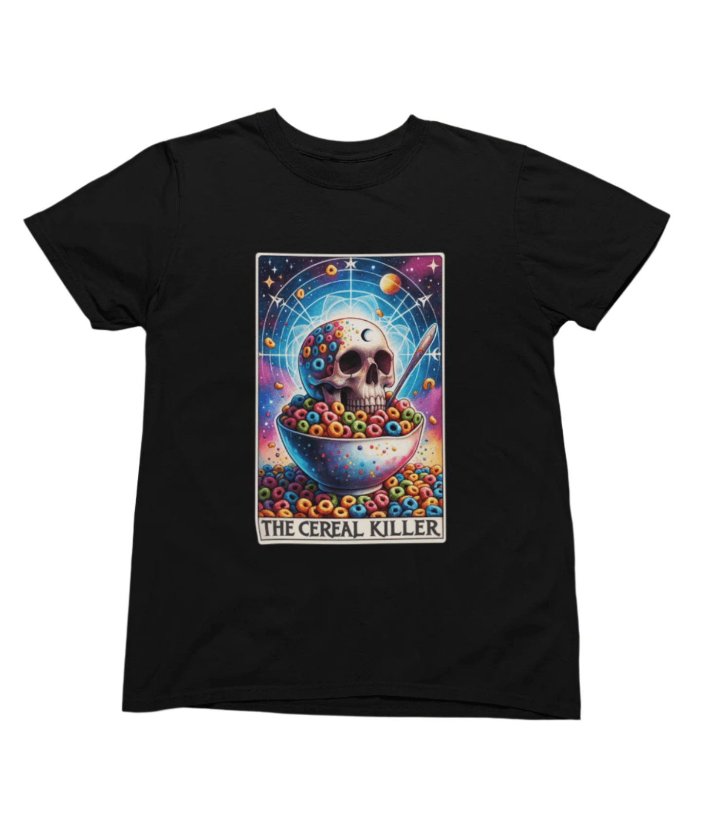 The Cereal Killer Tarot T-Shirt & Sweatshirt | Funny Dark Humor Graphic T-Shirt / small / Black gift_idea unique_gift personalised_gift