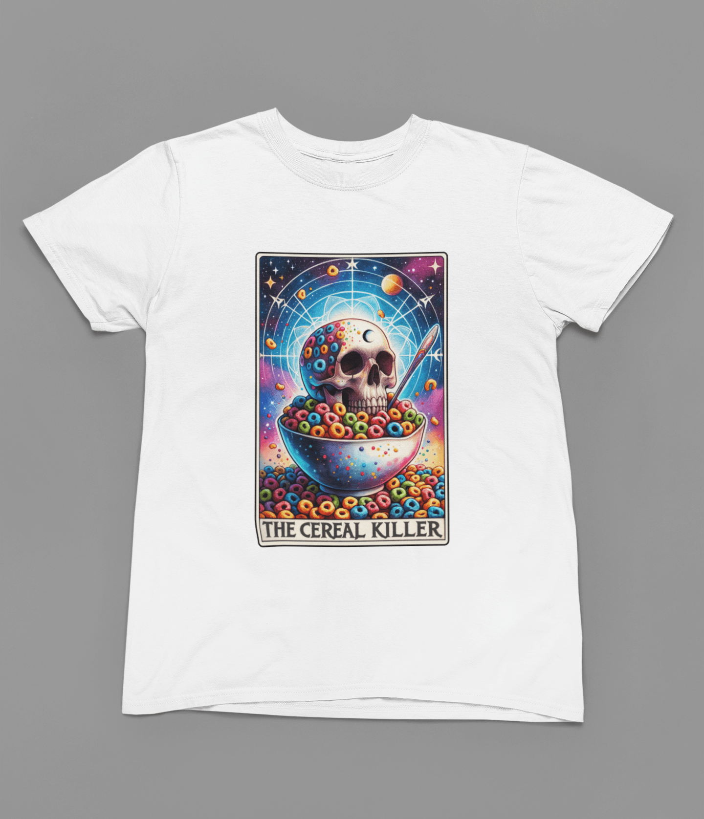 The Cereal Killer Tarot T-Shirt & Sweatshirt | Funny Dark Humor Graphic T-Shirt / small / White gift_idea unique_gift personalised_gift