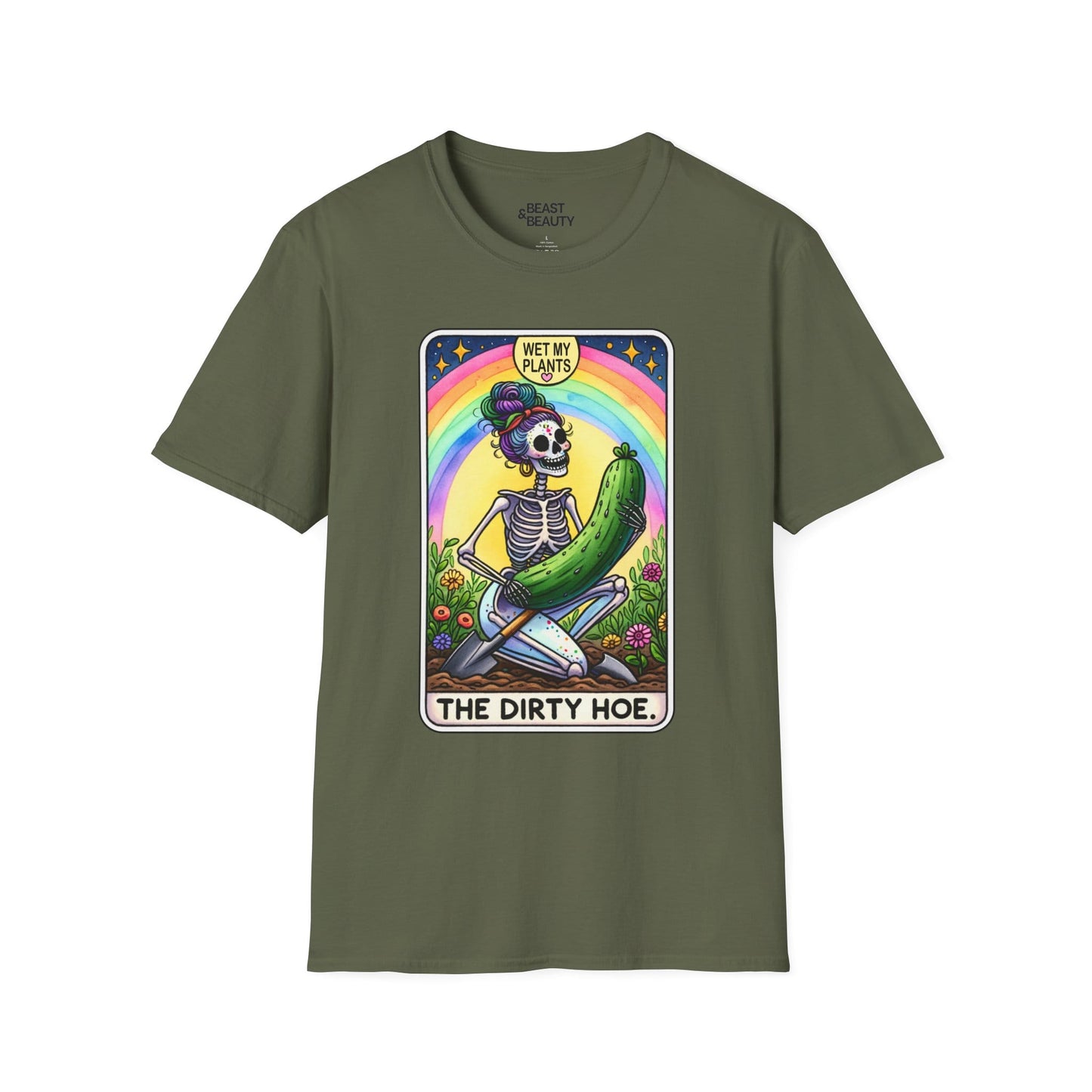 The Dirty Hoe Tarot Gardening T-Shirt Military Green / S gift_idea unique_gift personalised_gift