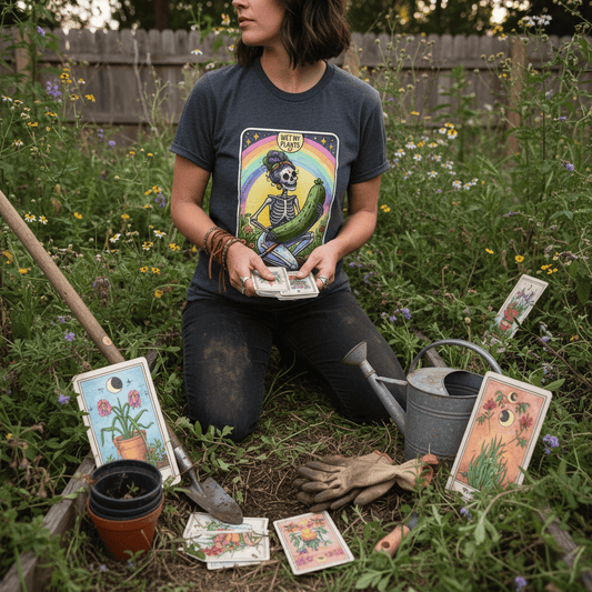 The Dirty Hoe Tarot Gardening T-Shirt gift_idea unique_gift personalised_gift