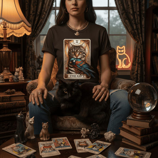 The Gift Cat Tarot Graphic T-Shirt gift_idea unique_gift personalised_gift