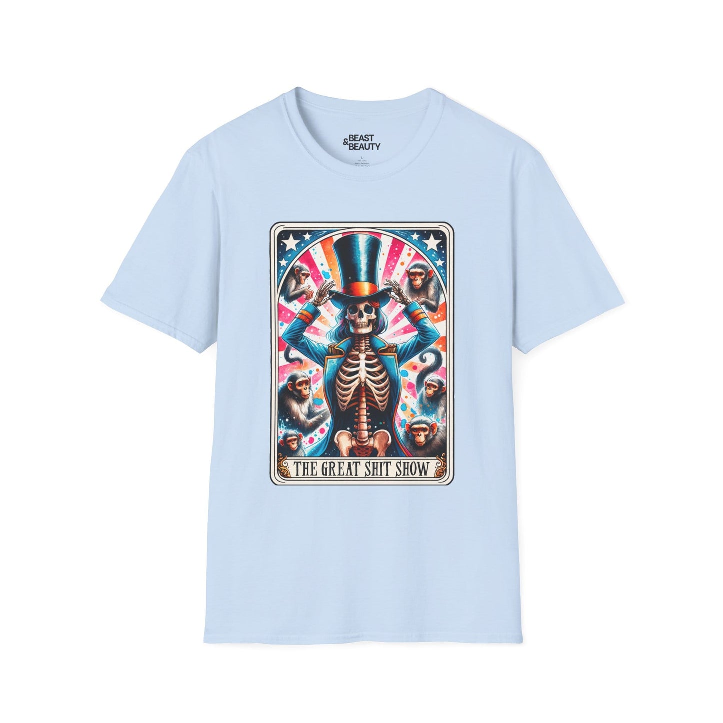 The Great Shit Show Tarot Skeleton T-Shirt Light Blue / S gift_idea unique_gift personalised_gift