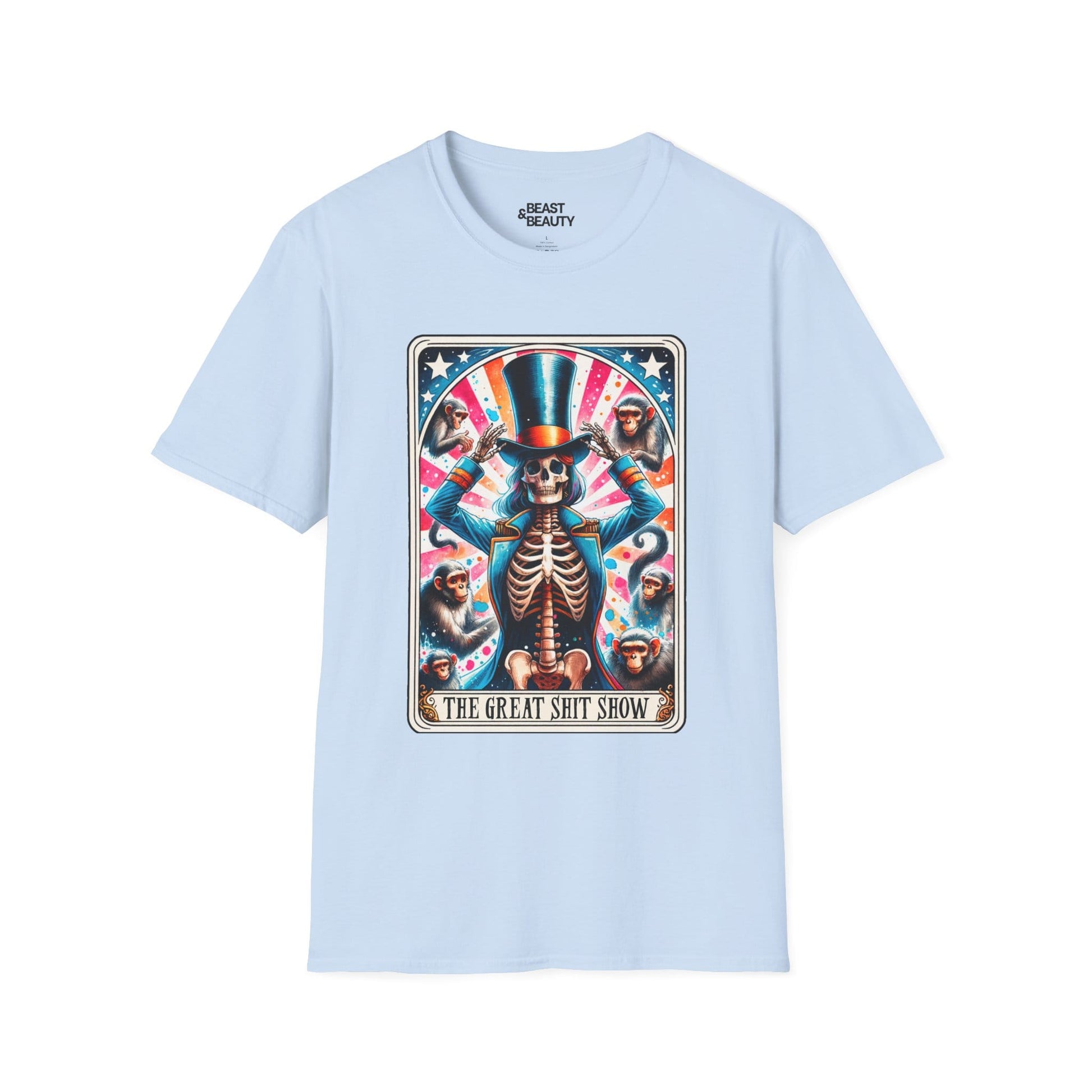The Great Shit Show Tarot Skeleton T-Shirt Light Blue / S gift_idea unique_gift personalised_gift