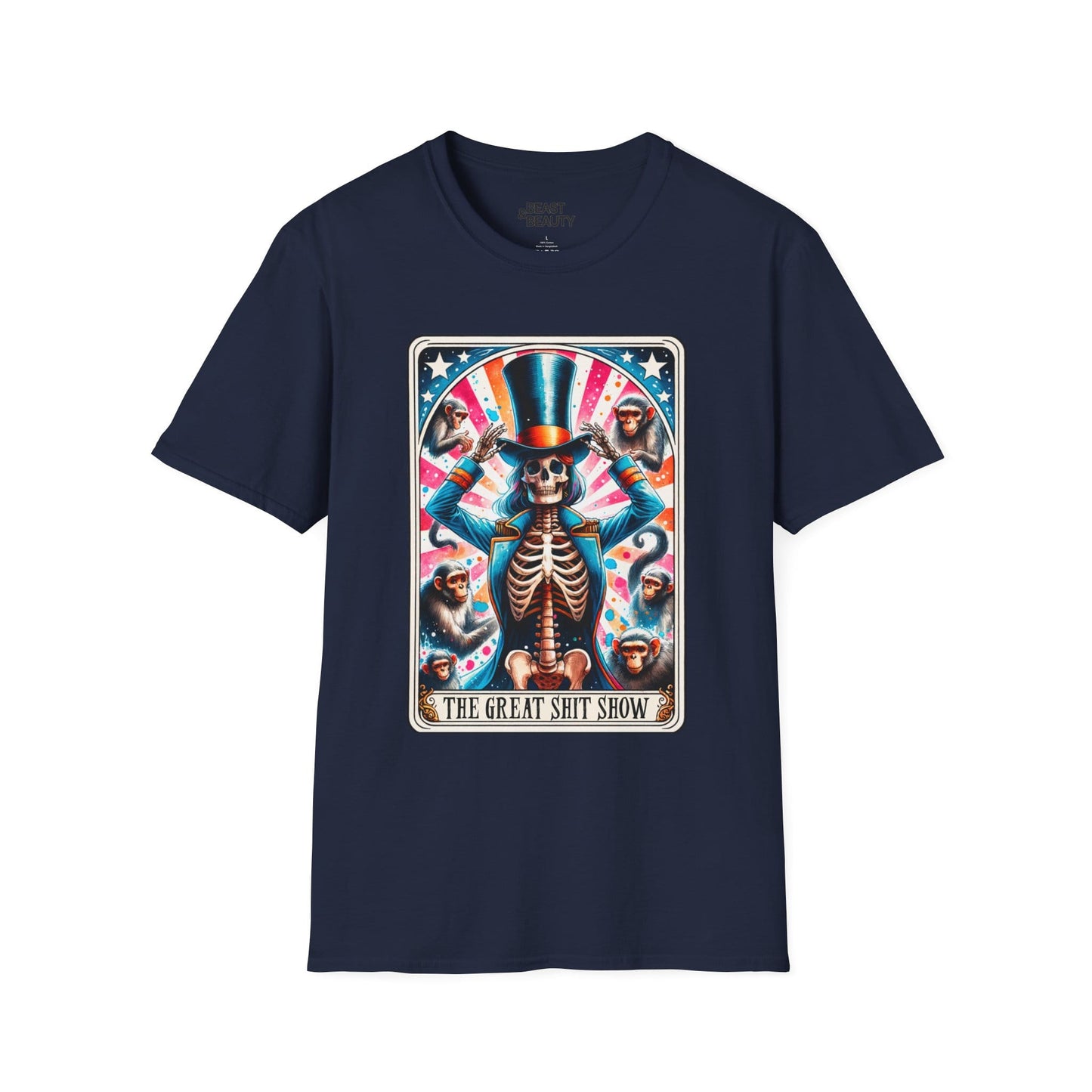 The Great Shit Show Tarot Skeleton T-Shirt Navy / S gift_idea unique_gift personalised_gift