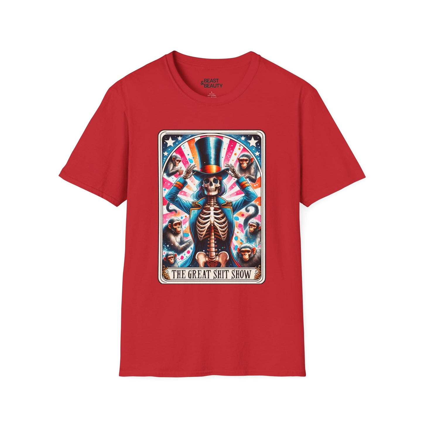 The Great Shit Show Tarot Skeleton T-Shirt Red / S gift_idea unique_gift personalised_gift