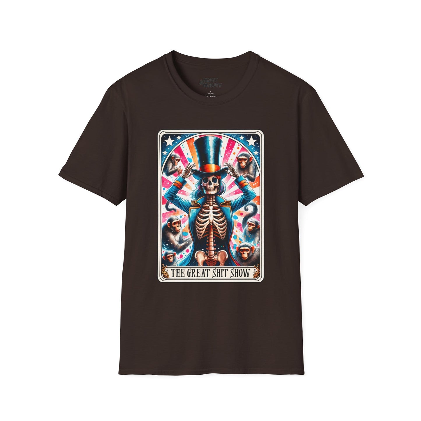The Great Shit Show Tarot Skeleton T-Shirt Dark Chocolate / M gift_idea unique_gift personalised_gift