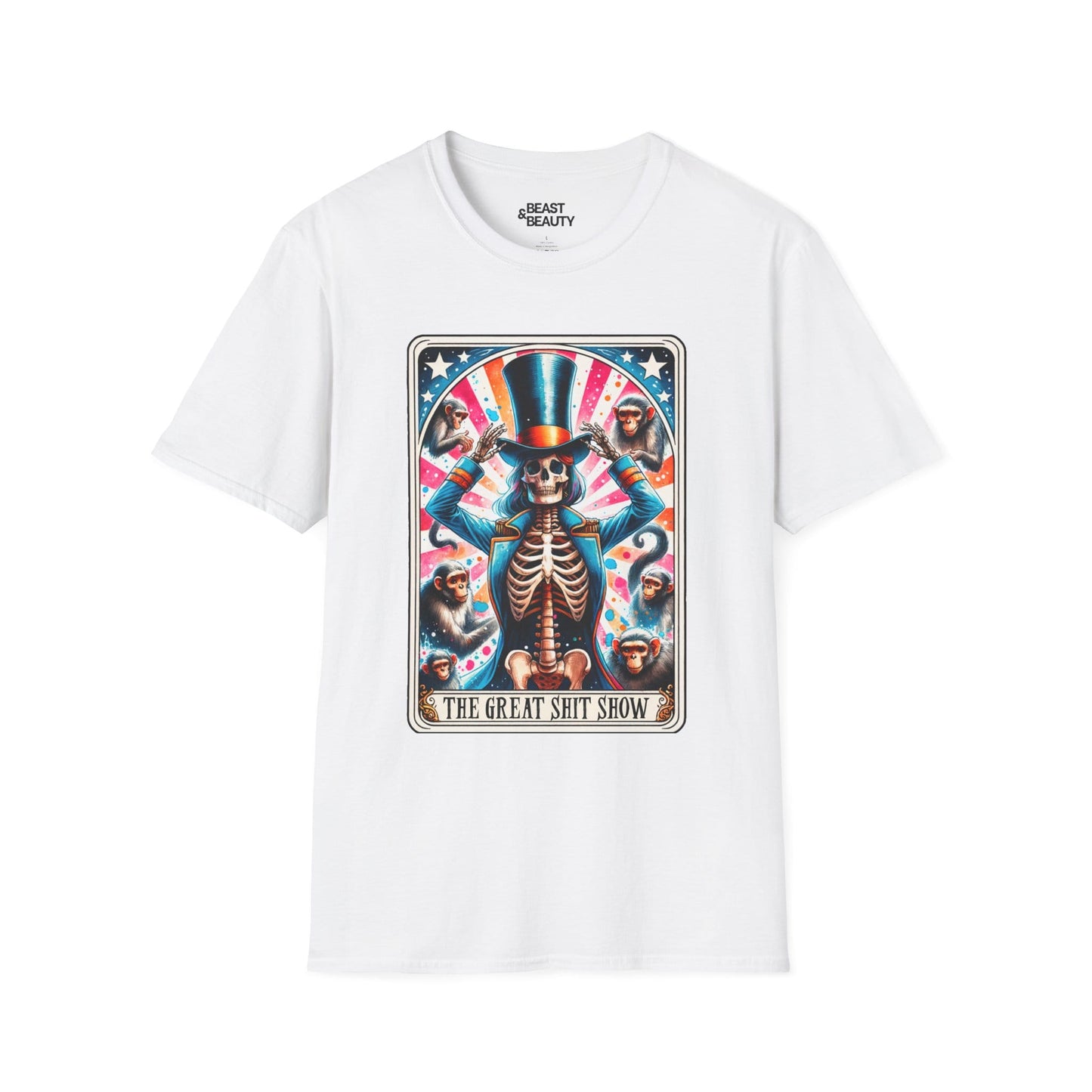 The Great Shit Show Tarot Skeleton T-Shirt White / S gift_idea unique_gift personalised_gift