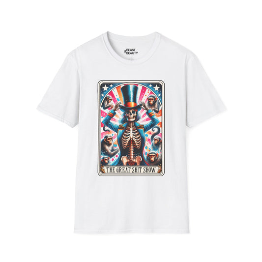 The Great Shit Show Tarot Skeleton T-Shirt White / S gift_idea unique_gift personalised_gift
