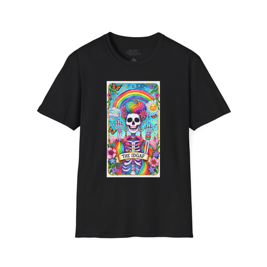 The IDGAF Skeleton Tarot Card Graphic T-Shirt Black / S gift_idea unique_gift personalised_gift