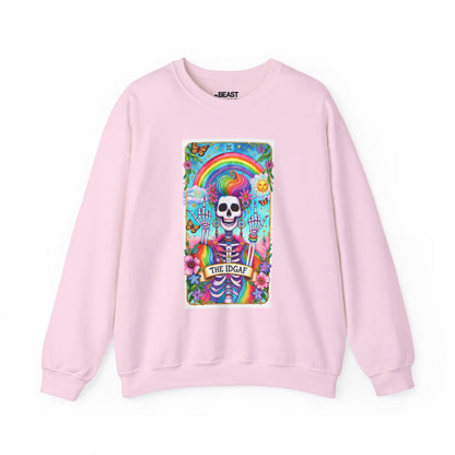 The IDGAF Skeleton Tarot Card Sweatshirt Light Pink / S gift_idea unique_gift personalised_gift
