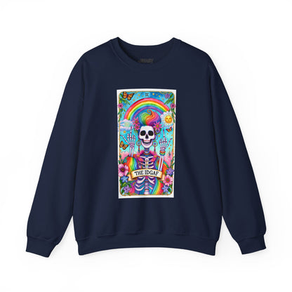 The IDGAF Skeleton Tarot Card Sweatshirt Navy / S gift_idea unique_gift personalised_gift