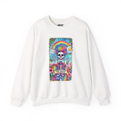 The IDGAF Skeleton Tarot Card Sweatshirt White / S gift_idea unique_gift personalised_gift