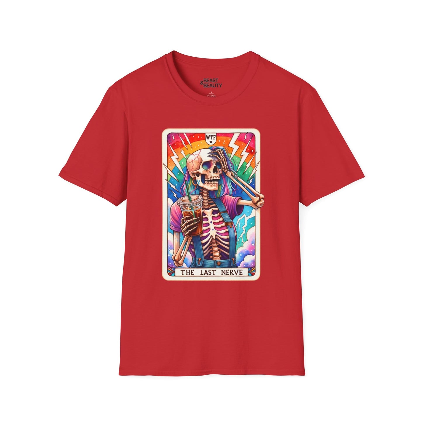 The Last Nerve Skeleton Tarot T-Shirt Red / S gift_idea unique_gift personalised_gift
