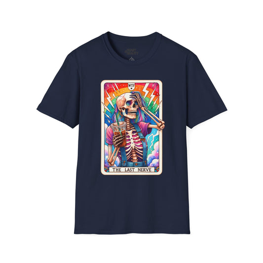 The Last Nerve Skeleton Tarot T-Shirt Navy / S gift_idea unique_gift personalised_gift
