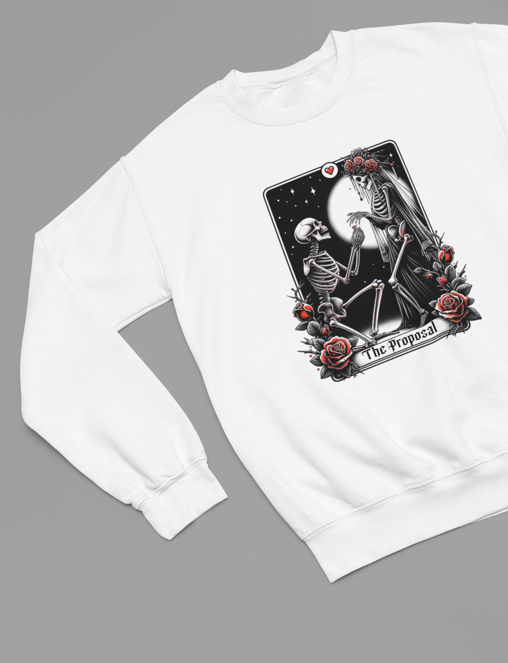 The Proposal Gothic Tarot Shirt | Skeleton Wedding Tee or Sweatshirt Sweatshirt / small / White gift_idea unique_gift personalised_gift