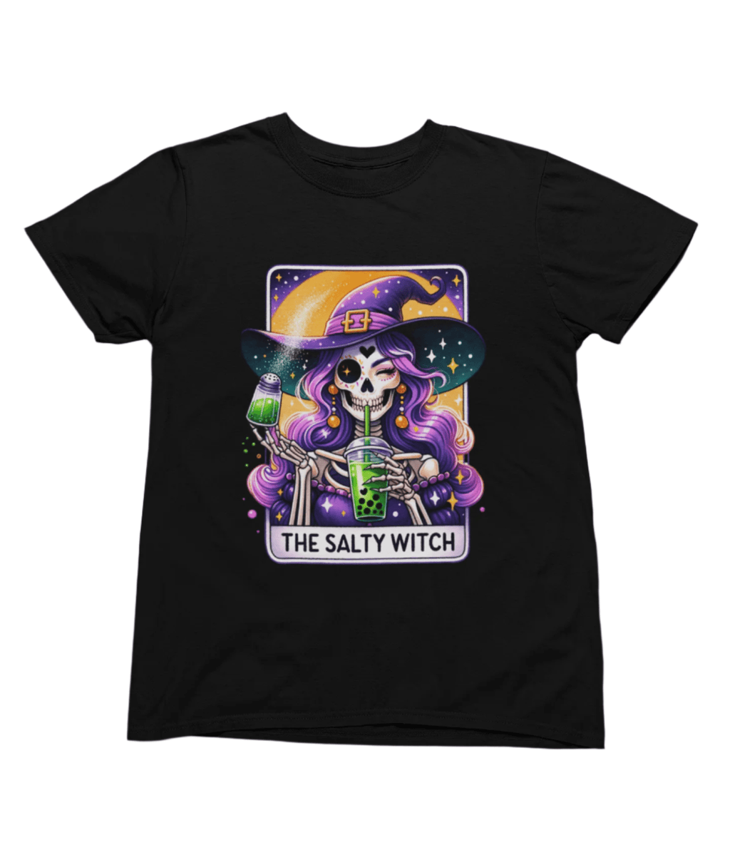The Salty Witch Tarot Shirt & Sweatshirt | Funny Bubble Tea Skeleton Tee T-Shirt / small / Black gift_idea unique_gift personalised_gift