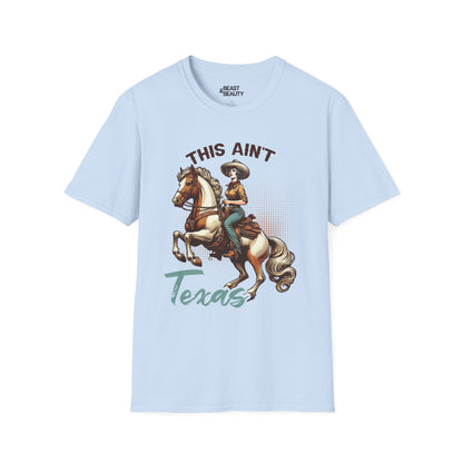 this ain t texas cowgirl t-shirt light blue t-shirt uk cowgirl gift idea