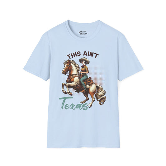 this ain t texas cowgirl t-shirt light blue t-shirt uk cowgirl gift idea