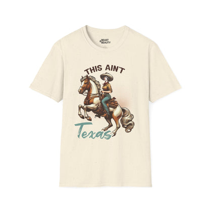 this ain t texas cowgirl t-shirt natural t-shirt uk cowgirl gift idea