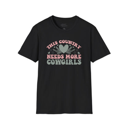 this country needs more cowgirls t-shirt black t-shirt uk cowgirl gift idea