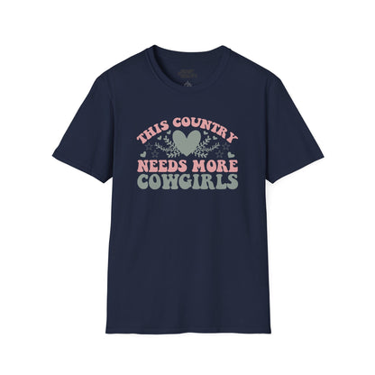 this country needs more cowgirls t-shirt navy t-shirt uk cowgirl gift idea