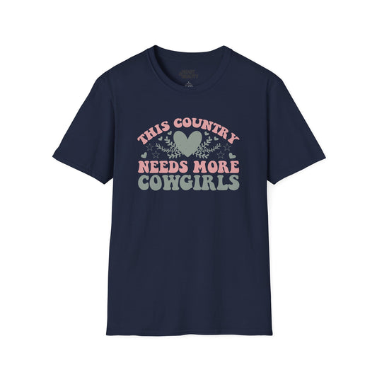 this country needs more cowgirls t-shirt navy t-shirt uk cowgirl gift idea
