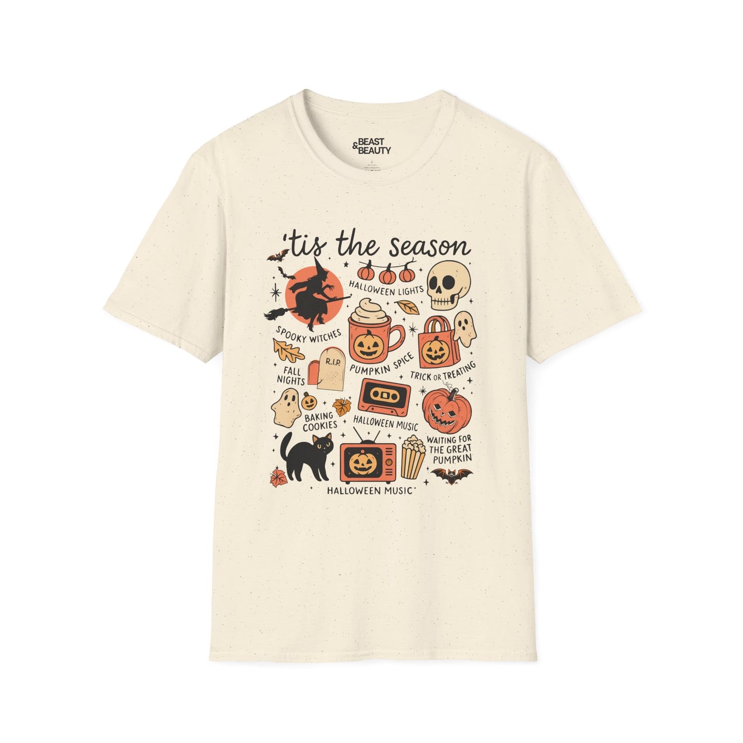 'Tis The Season Cute Halloween Collage T-Shirt Natural / M gift_idea unique_gift personalised_gift