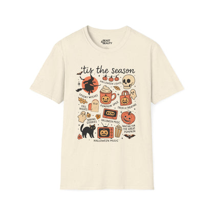 'Tis The Season Cute Halloween Collage T-Shirt Natural / M gift_idea unique_gift personalised_gift