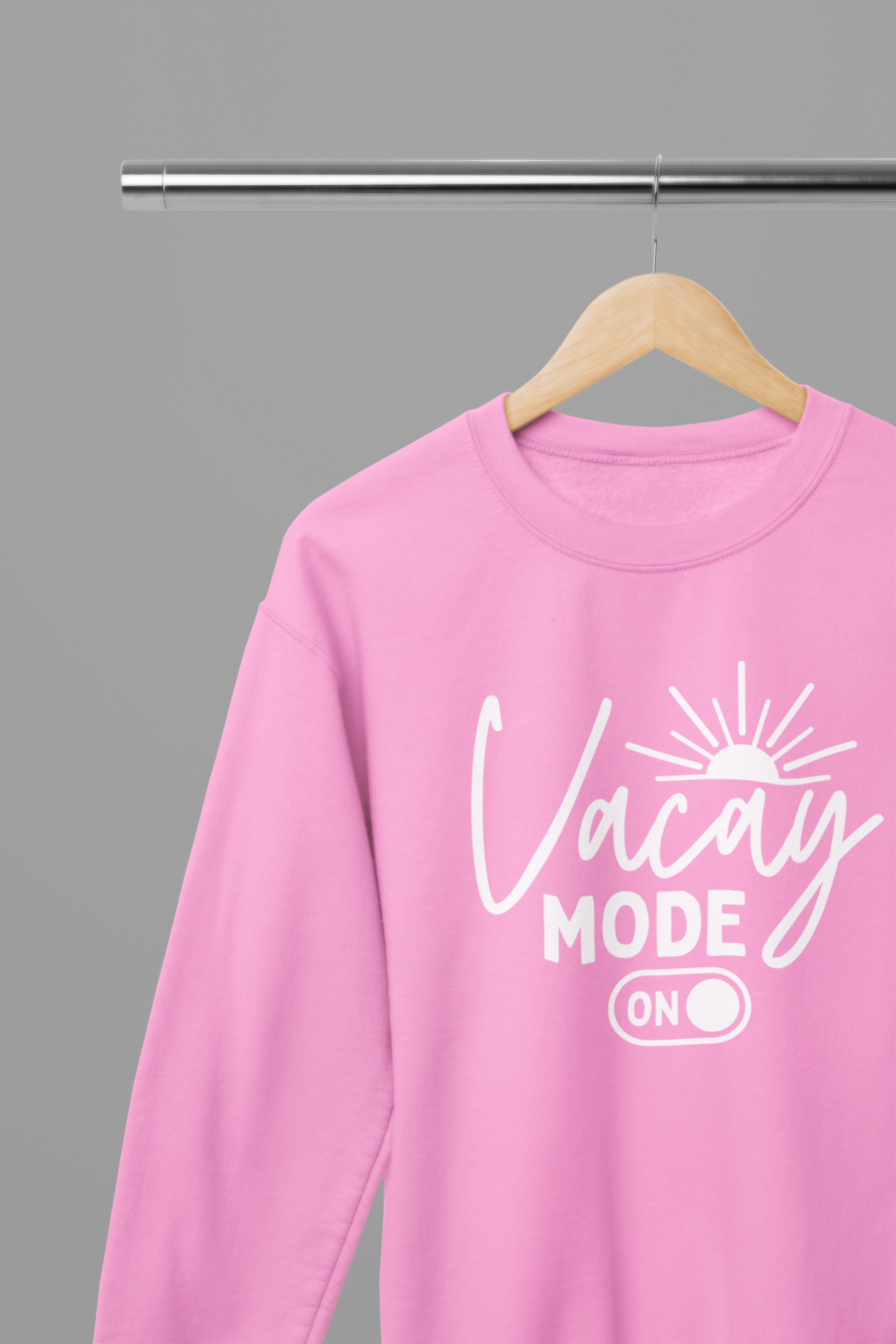 Vacay Mode ON Summer T-Shirt/Sweatshirt Sweatshirt / small / Pink gift_idea unique_gift personalised_gift