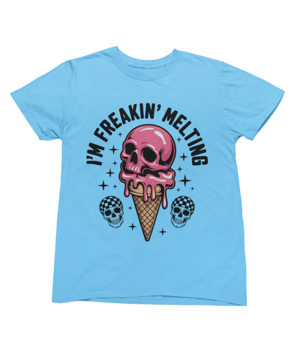 My Store Vacay Sweatshirt small / Blue I'm Freakin’ Melting T-Shirt – Retro Skull Ice Cream Summer Tee