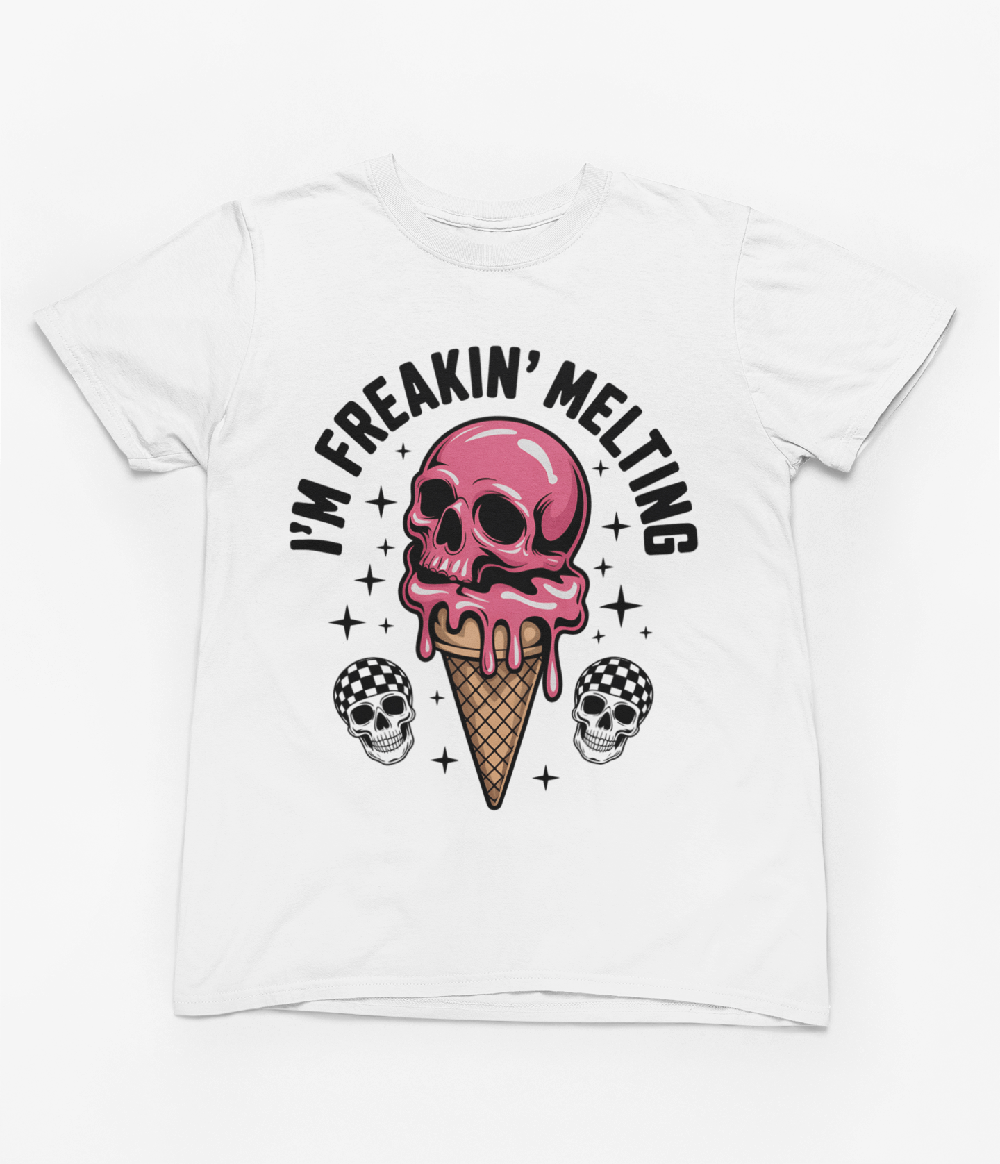 My Store Vacay Sweatshirt small / White I'm Freakin’ Melting T-Shirt – Retro Skull Ice Cream Summer Tee