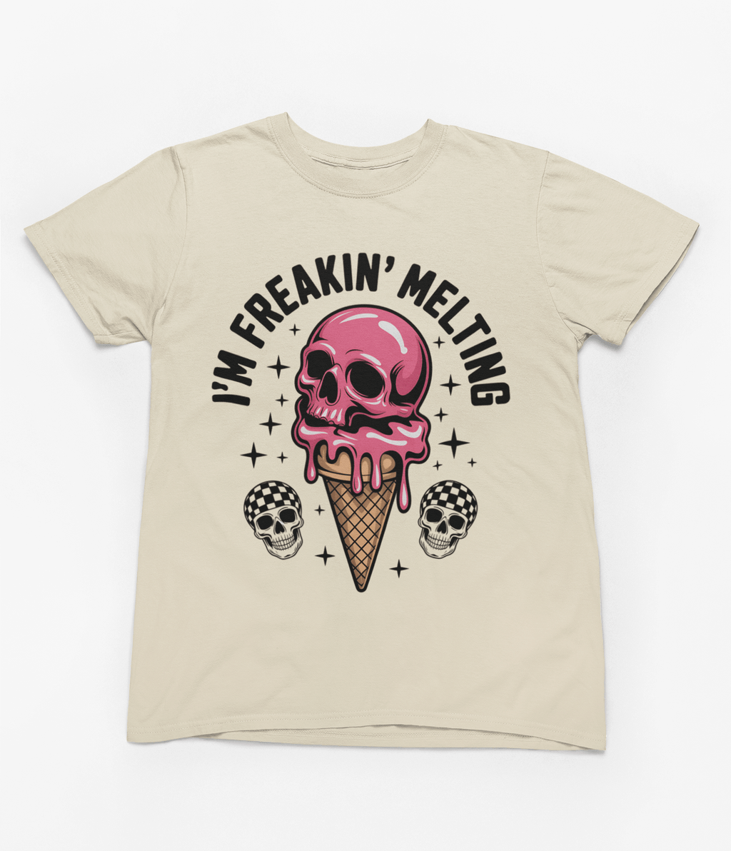 My Store Vacay Sweatshirt small / Beige I'm Freakin’ Melting T-Shirt – Retro Skull Ice Cream Summer Tee