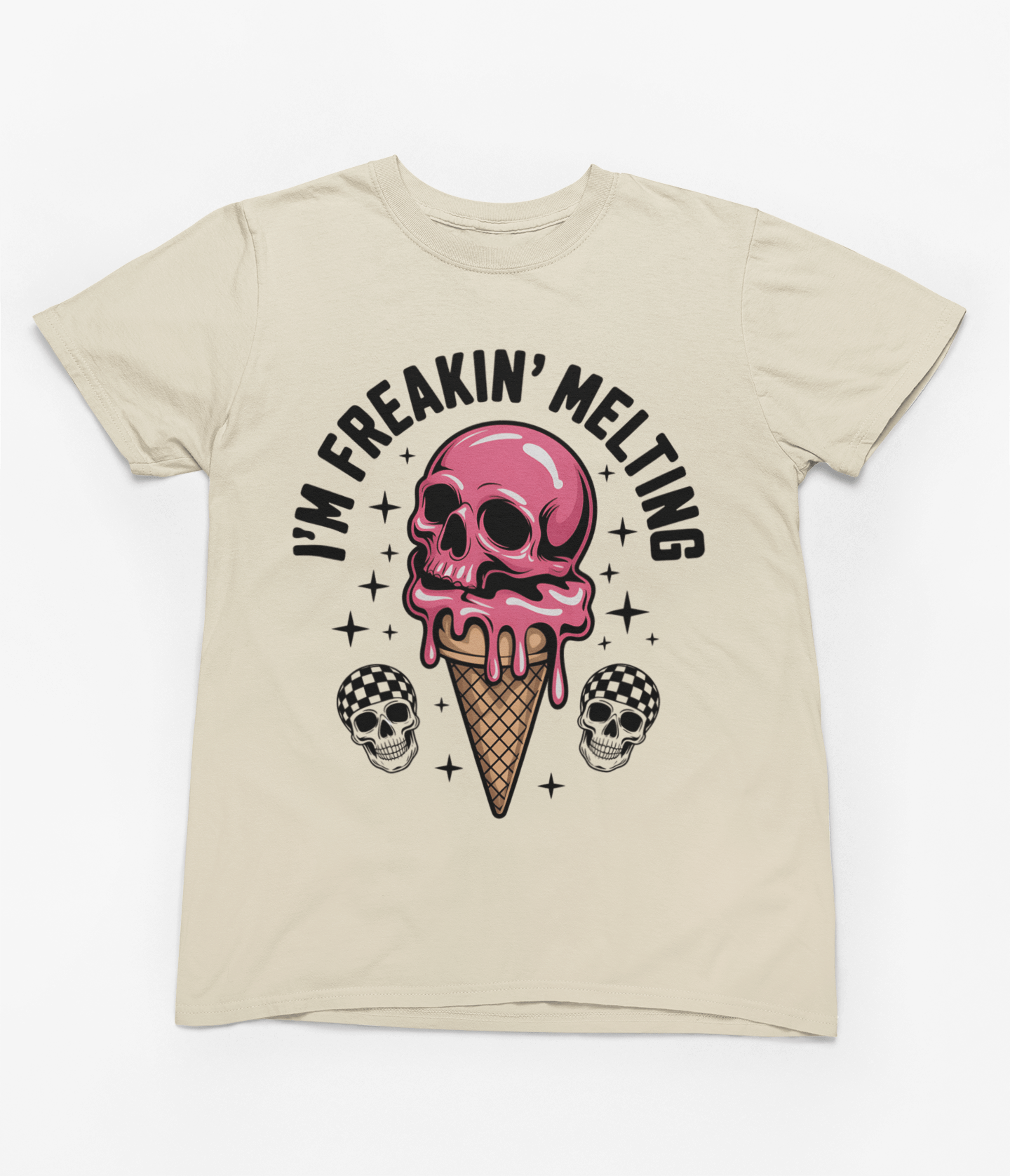My Store Vacay Sweatshirt small / Beige I'm Freakin’ Melting T-Shirt – Retro Skull Ice Cream Summer Tee