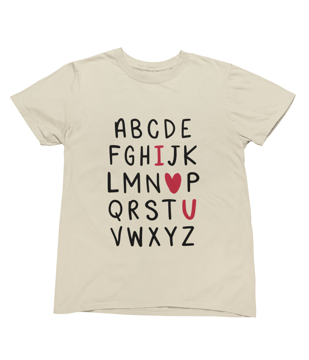 Valentine Alphabet Shirt Cute Valentine’s Day Gift T-Shirt / Small / Beige gift_idea unique_gift personalised_gift